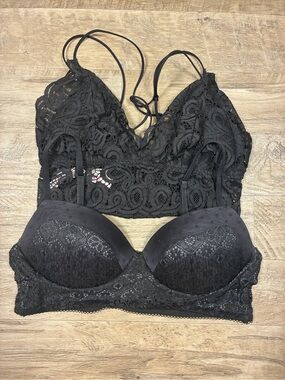 Victoria Secret PINK 2 Lace Wirefree Bras Padded Demi Lace Bralette